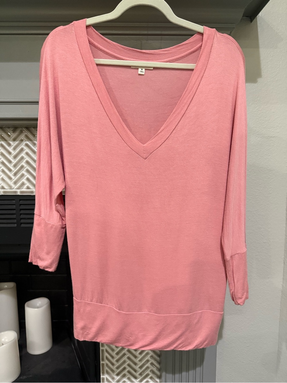 Zenana Outfitters Dusty Rose V-Neck Long Sleeve Top